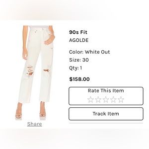 Agolde 90s Fit in White - size 30